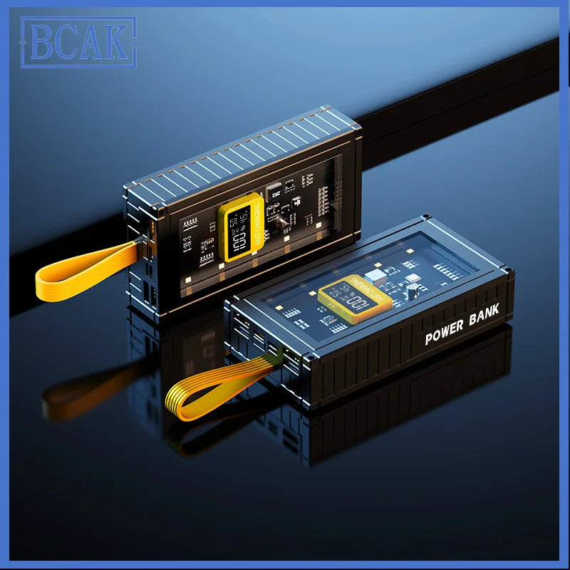 120W Fast Charging Power Bank – Transparent Digital Display Portable Charger