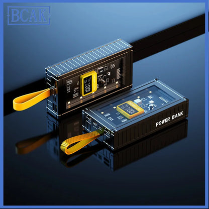 120W Fast Charging Power Bank – Transparent Digital Display Portable Charger