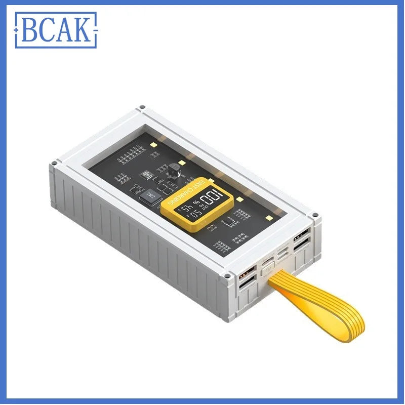 120W Fast Charging Power Bank – Transparent Digital Display Portable Charger