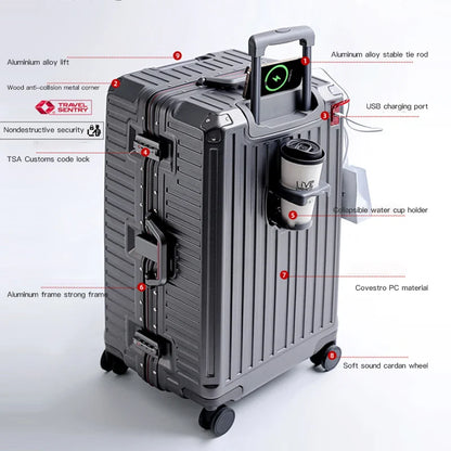 Giant Aluminum Frame Suitcase – Heavy-Duty Pressure-Resistant Hardshell Luggage