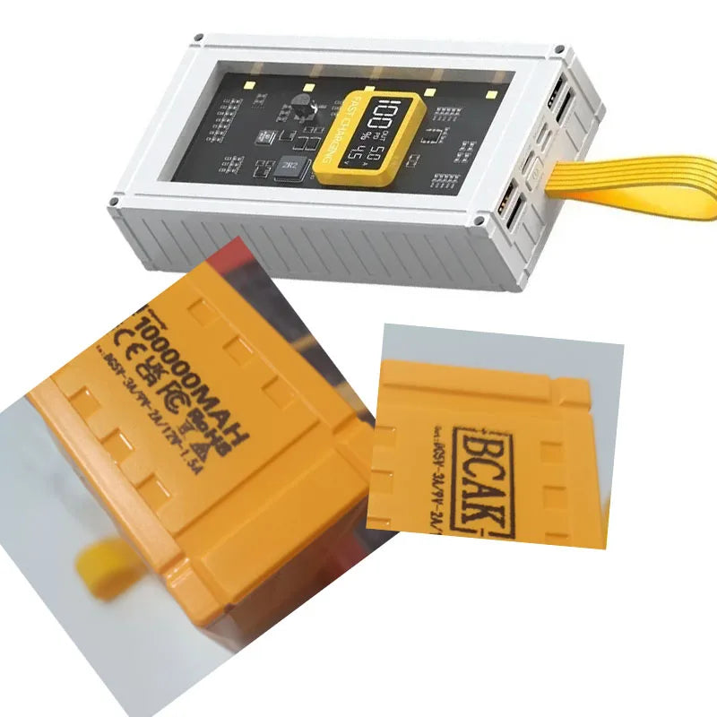 120W Fast Charging Power Bank – Transparent Digital Display Portable Charger